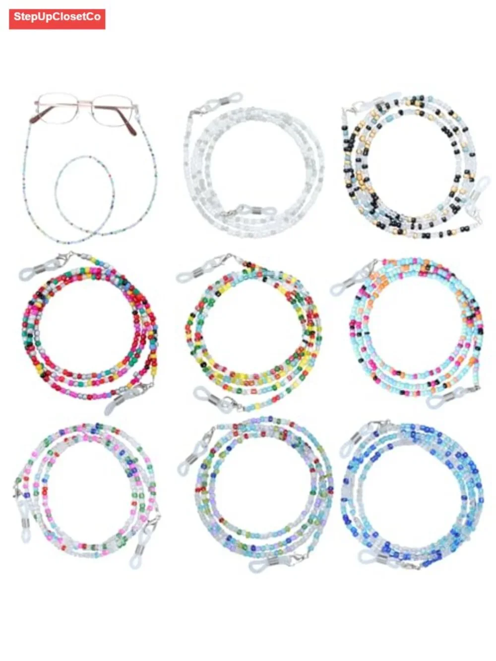 8 Pack Bohemian Beaded Eyeglass Chains for Women, 27.5 Inch Glasses Holder